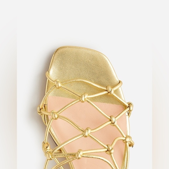 J Crew Zadie knotted lace-up kitten heels in metallic leather CA041 - Picture 2 of 4